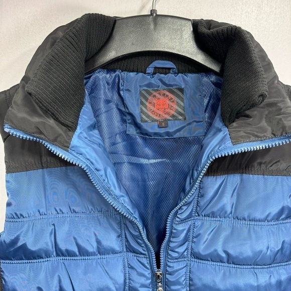 Men’s Black & Blue Colorblock Puffer Vest Zip Front Size Small - Picture 6 of 11